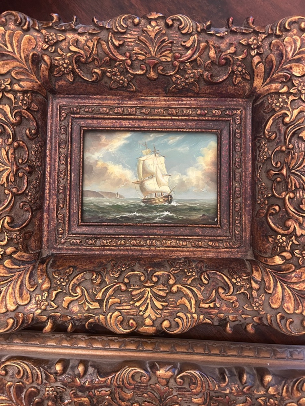 Ornate Gold-Tone Framed Nautical Wall Art - Pair - Picture 3 of 3